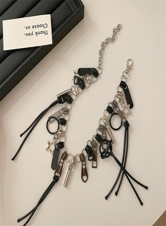 Haoyull Alloy Necklace Unique Zipper Necklace Personality Clavicle Chains Retro Fringe Chain Head Hip Hop Choker Women's Fashion Accessory, Size:Approx.41cm, As Shown in the Picture - Image 4
